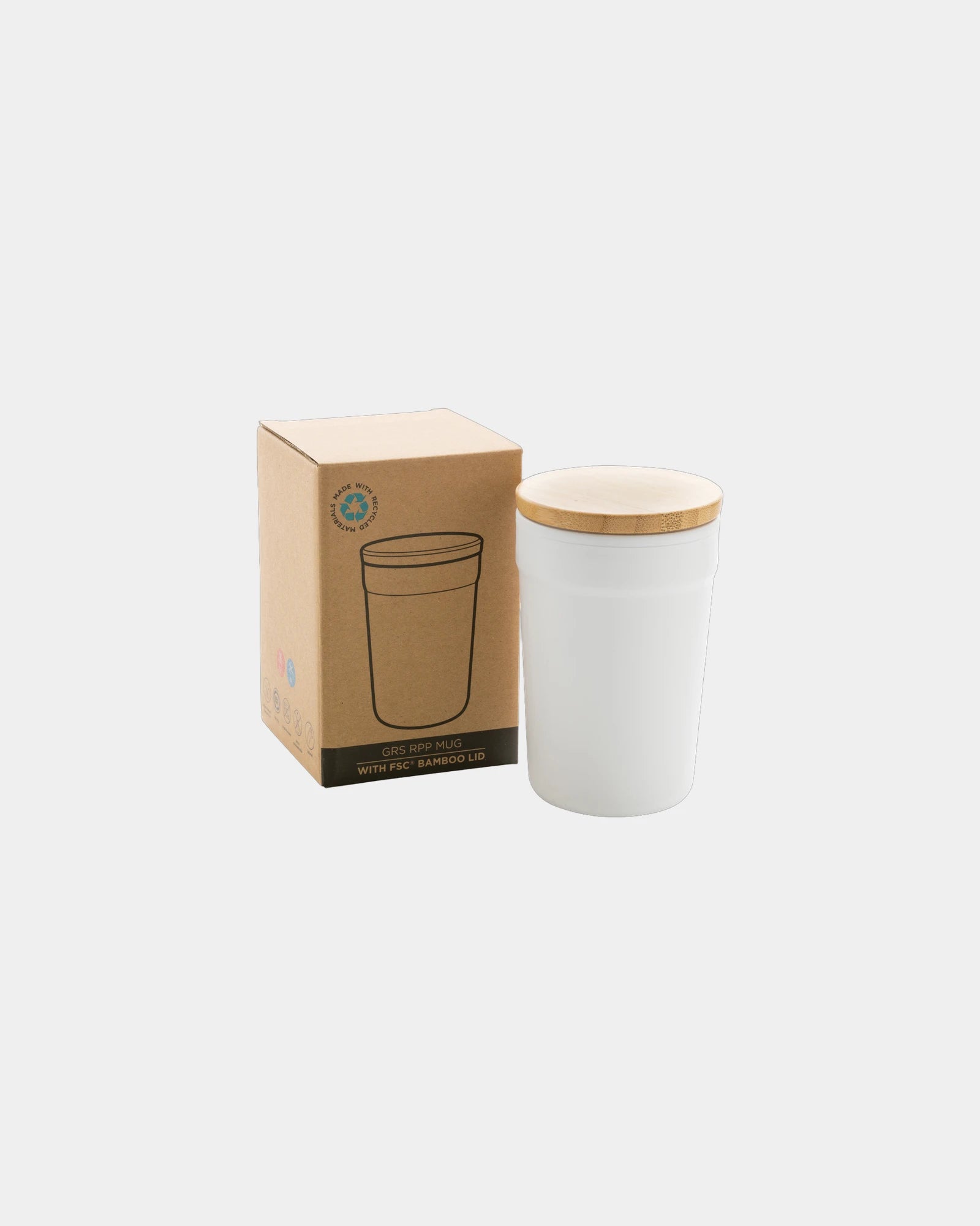 Kubek 300 ml z plastiku z recyklingu GRS z wieczkiem z bambusa z nadrukiem - 1