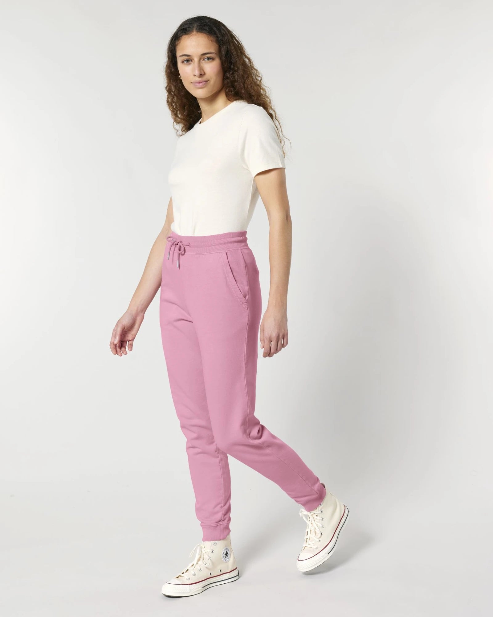 Spodnie dresowe unisex z bawełny organicznej Stanley/Stella Mover z nadrukiem - Farbowany bąbelkowy róż