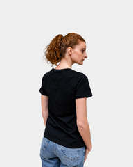 T-shirt damski z dekoltem V Made in France z nadrukiem - 6