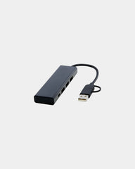 Hub USB 2.0 z aluminium z recyklingu z nadrukiem - Czarny