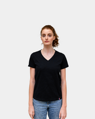 T-shirt damski z dekoltem V Made in France z nadrukiem - 4