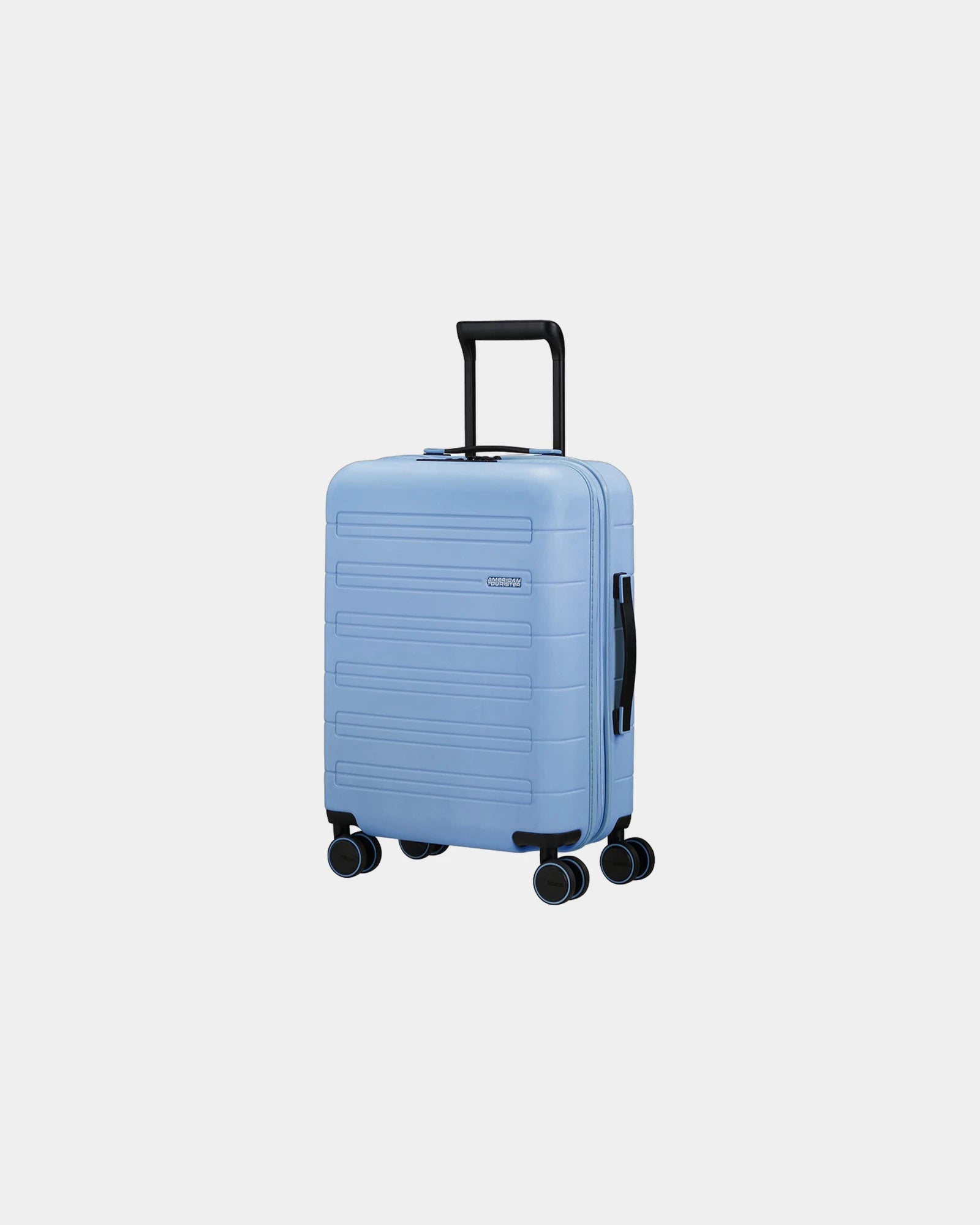 Walizka kabinowa z poliwęglanu 55 cm American Tourister z nadrukiem - Błękitny
