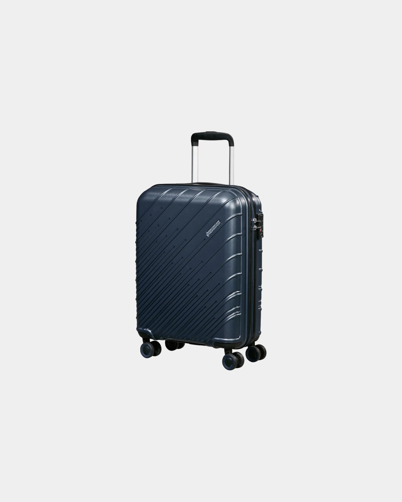 Walizka 4-kołowa z poliestru z recyklingu American Tourister z nadrukiem - Granatowy