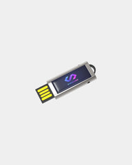 Pendrive metalowy chromowany Slide z wysuwanym złączem z nadrukiem - Srebrny