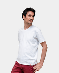T-shirt męski z dekoltem V Made in France z nadrukiem - 9