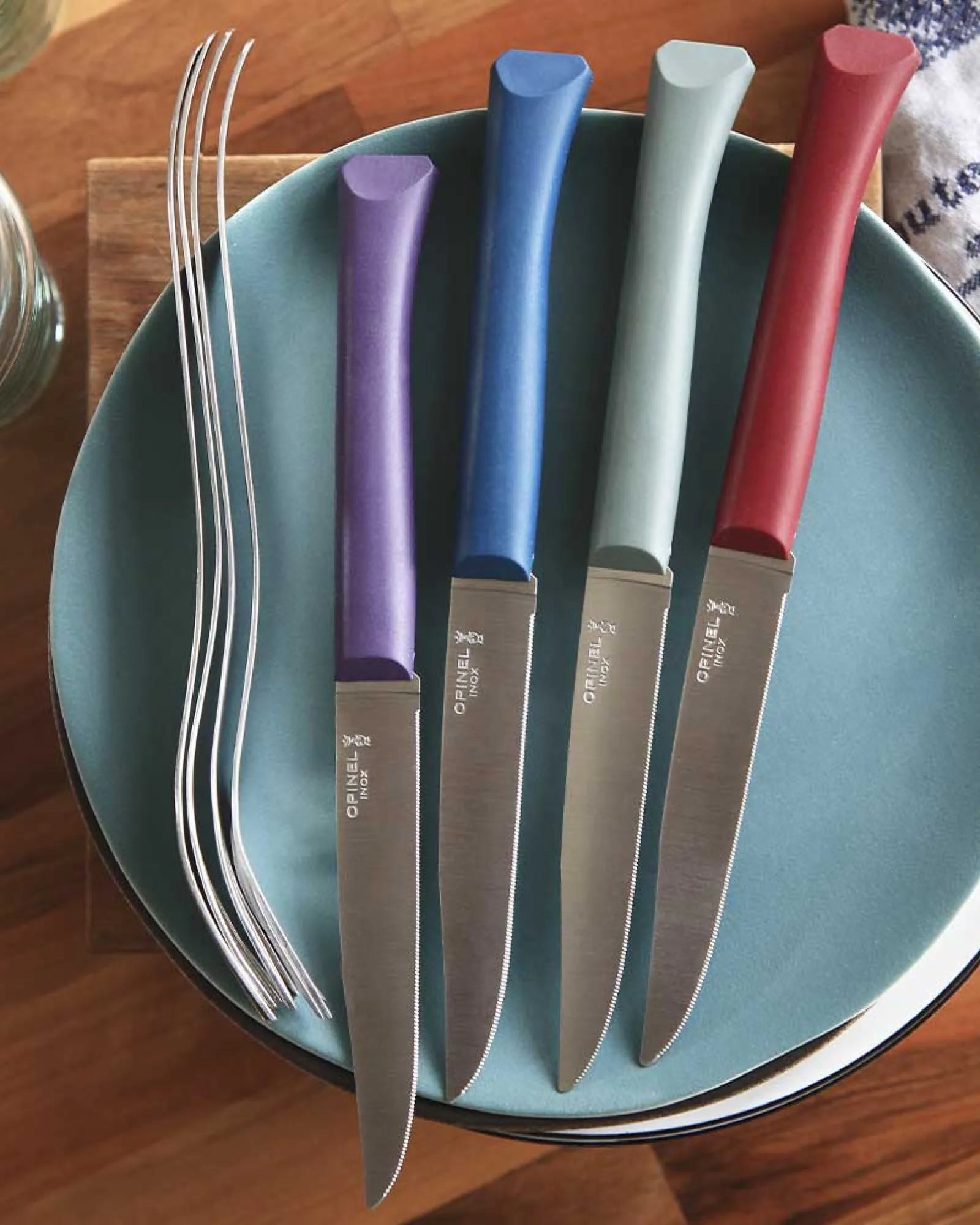 Zestaw 4 noży stołowych Opinel Bon Appétit + z nadrukiem - 4