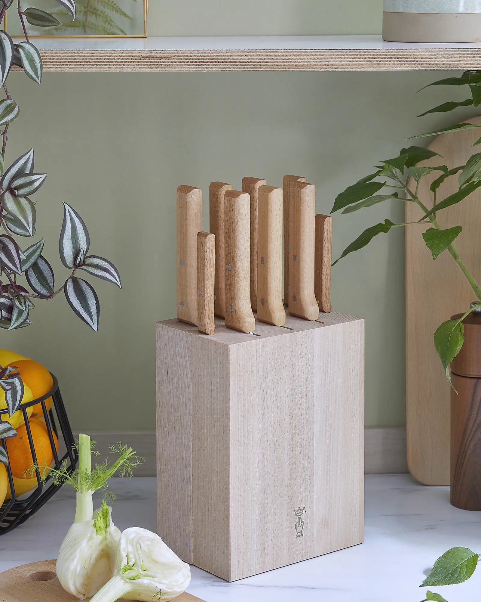 Blok do przechowywania noży Opinel z drewna bukowego z nadrukiem - 4