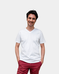 T-shirt męski z dekoltem V Made in France z nadrukiem - 8