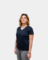 T-shirt damski z dekoltem V Made in France z nadrukiem - 9