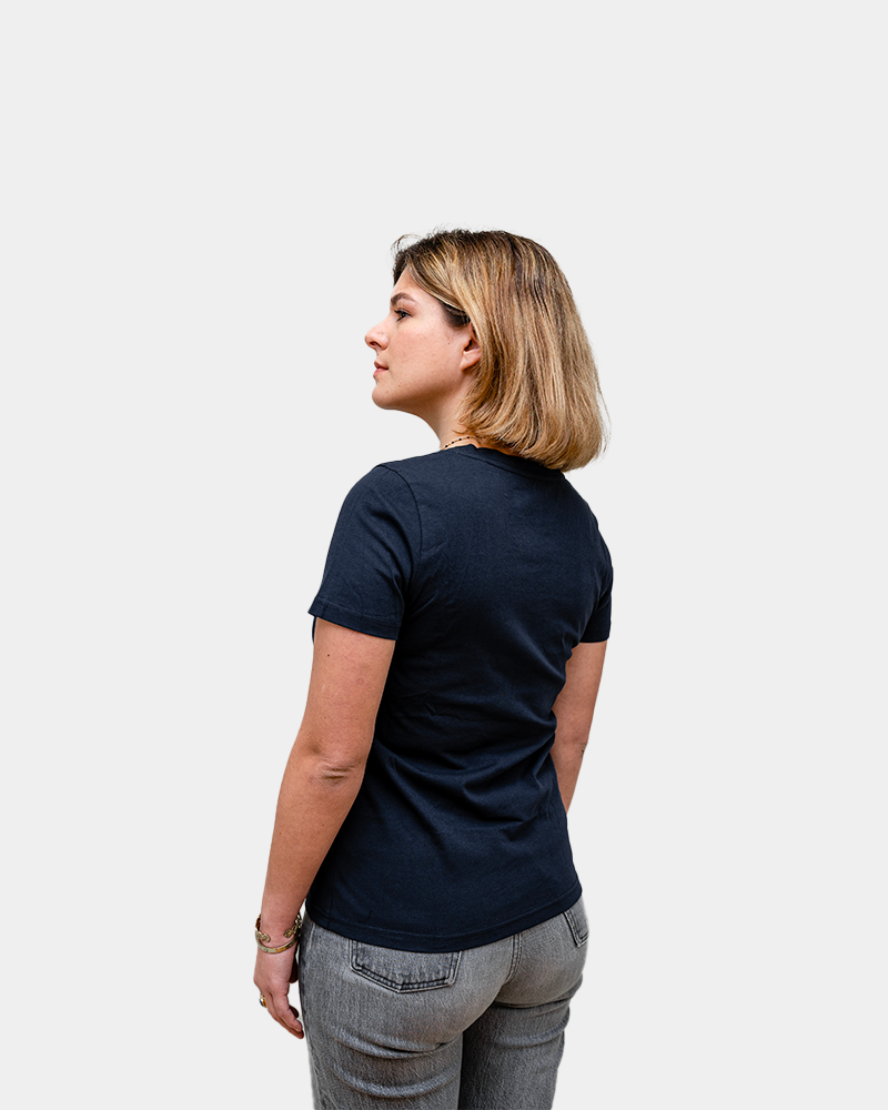 T-shirt damski z dekoltem V Made in France z nadrukiem - 10