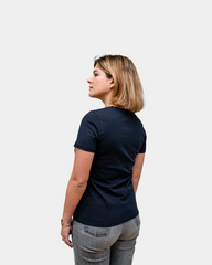 T-shirt damski z dekoltem V Made in France z nadrukiem - 10