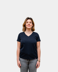 T-shirt damski z dekoltem V Made in France z nadrukiem - 8