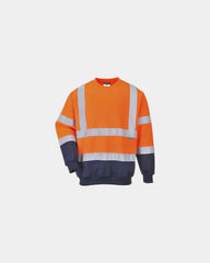 Bluza dwukolorowa HiVis z polibawełny z nadrukiem - Pomarańczowy