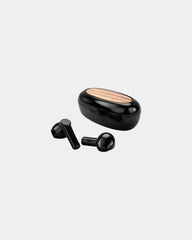 Słuchawki douszne Bluetooth z ABS z recyklingu Bluetech z nadrukiem - Czarny