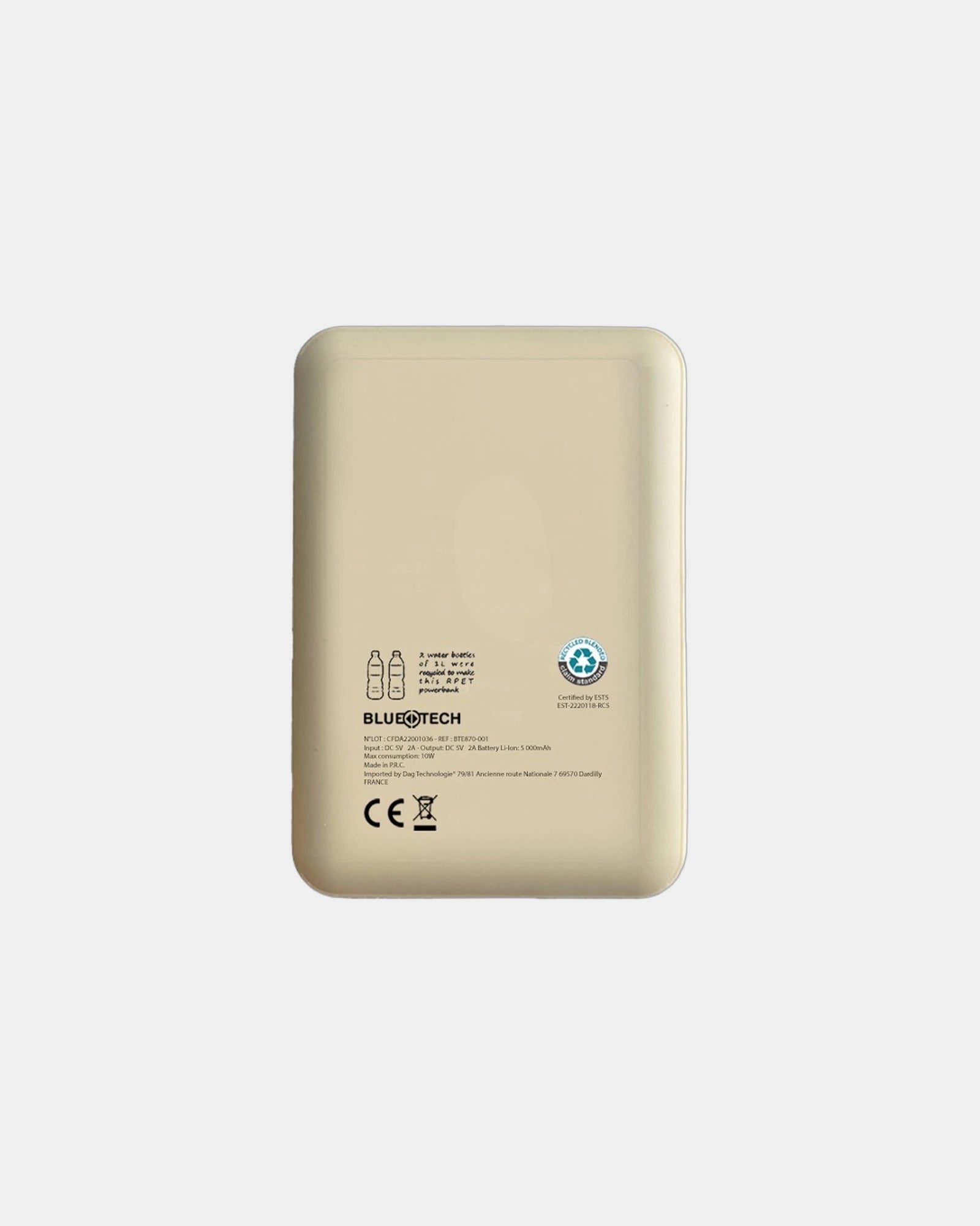 Powerbank z RPET i konopi organicznych 5000 mAh Bluetech z nadrukiem - 4
