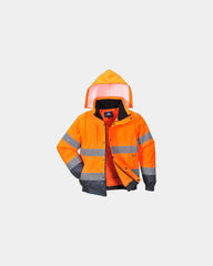 Kurtka 2w1 HiVis wodoodporna z odpinanymi rękawami z nadrukiem - Pomarańczowy