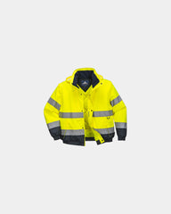 Kurtka 2w1 HiVis wodoodporna z odpinanymi rękawami z nadrukiem - Żółty