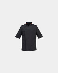 Bluza kucharska Maille Pro S/S z siatką MeshAir z nadrukiem - Czarny-błękitny