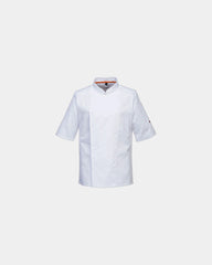 Bluza kucharska Maille Pro S/S z siatką MeshAir z nadrukiem - Biały