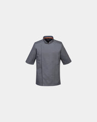 Bluza kucharska Maille Pro S/S z siatką MeshAir z nadrukiem - Szary