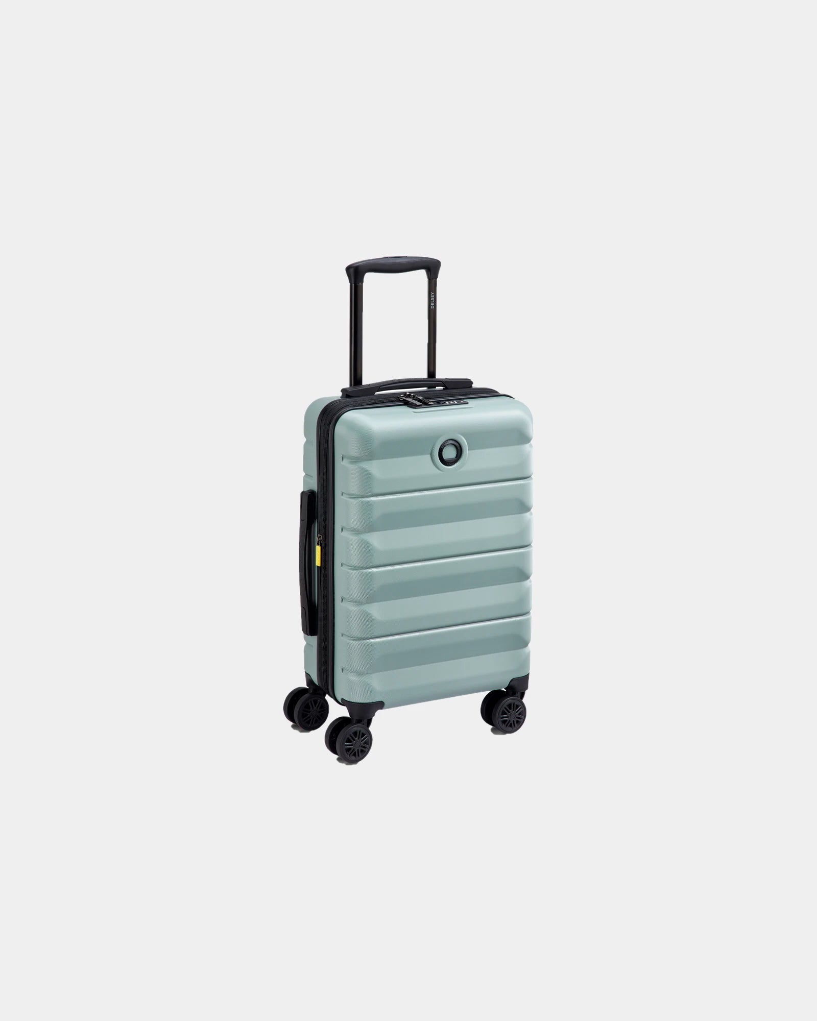 Walizka kabinowa z poliwęglanu Delsey Air Armour 55 cm z nadrukiem - Zielony szałwiowy