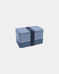 Lunchbox 2 komory Goodjour z plastiku z recyklingu z nadrukiem - Granatowy-błękitny
