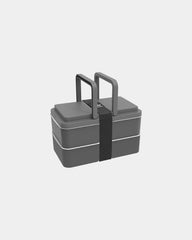 Lunchbox 2 komory Goodjour z plastiku z recyklingu z nadrukiem - Szary
