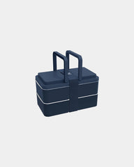 Lunchbox 2 komory Goodjour z plastiku z recyklingu z nadrukiem - Granatowy