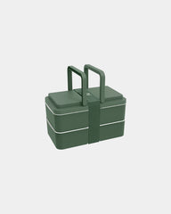 Lunchbox 2 komory Goodjour z plastiku z recyklingu z nadrukiem - Zielony