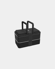 Lunchbox 2 komory Goodjour z plastiku z recyklingu z nadrukiem - Czarny