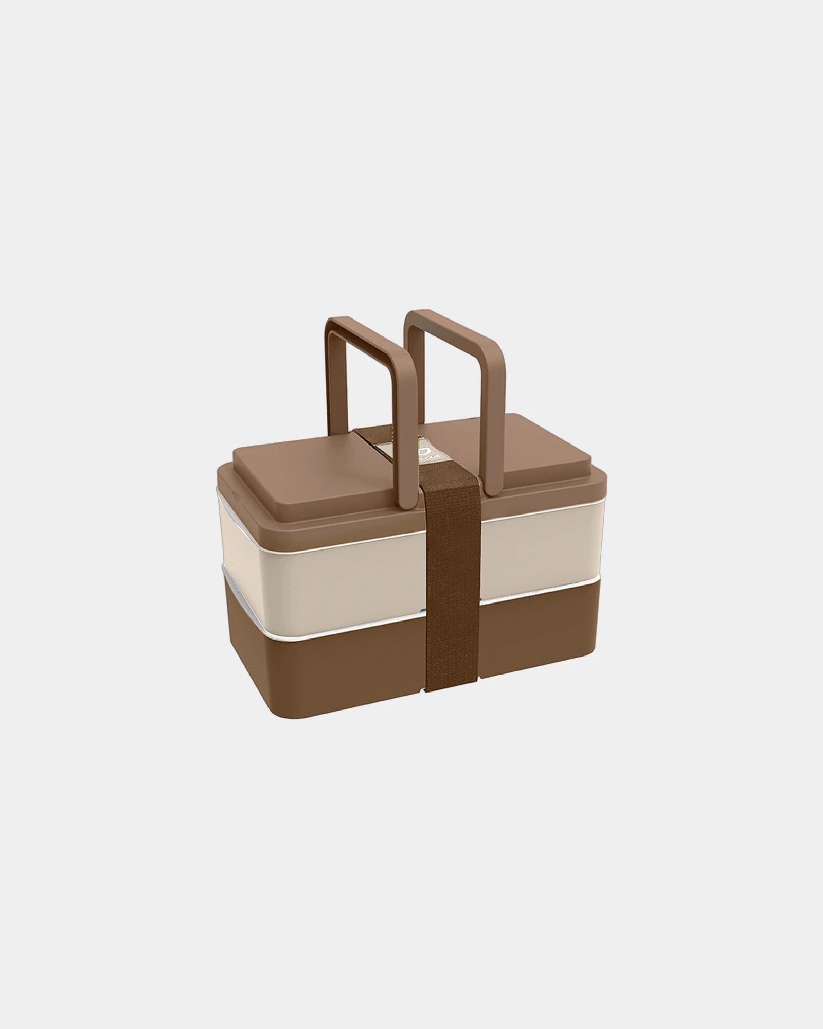Lunchbox 2 komory Goodjour z plastiku z recyklingu z nadrukiem - Beżowy-brązowy