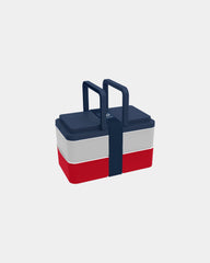 Lunchbox 2 komory Goodjour z plastiku z recyklingu z nadrukiem - Biały-niebieski