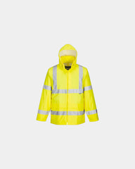Kurtka przeciwdeszczowa Hi-Vis wodoodporna z nadrukiem - Żółty