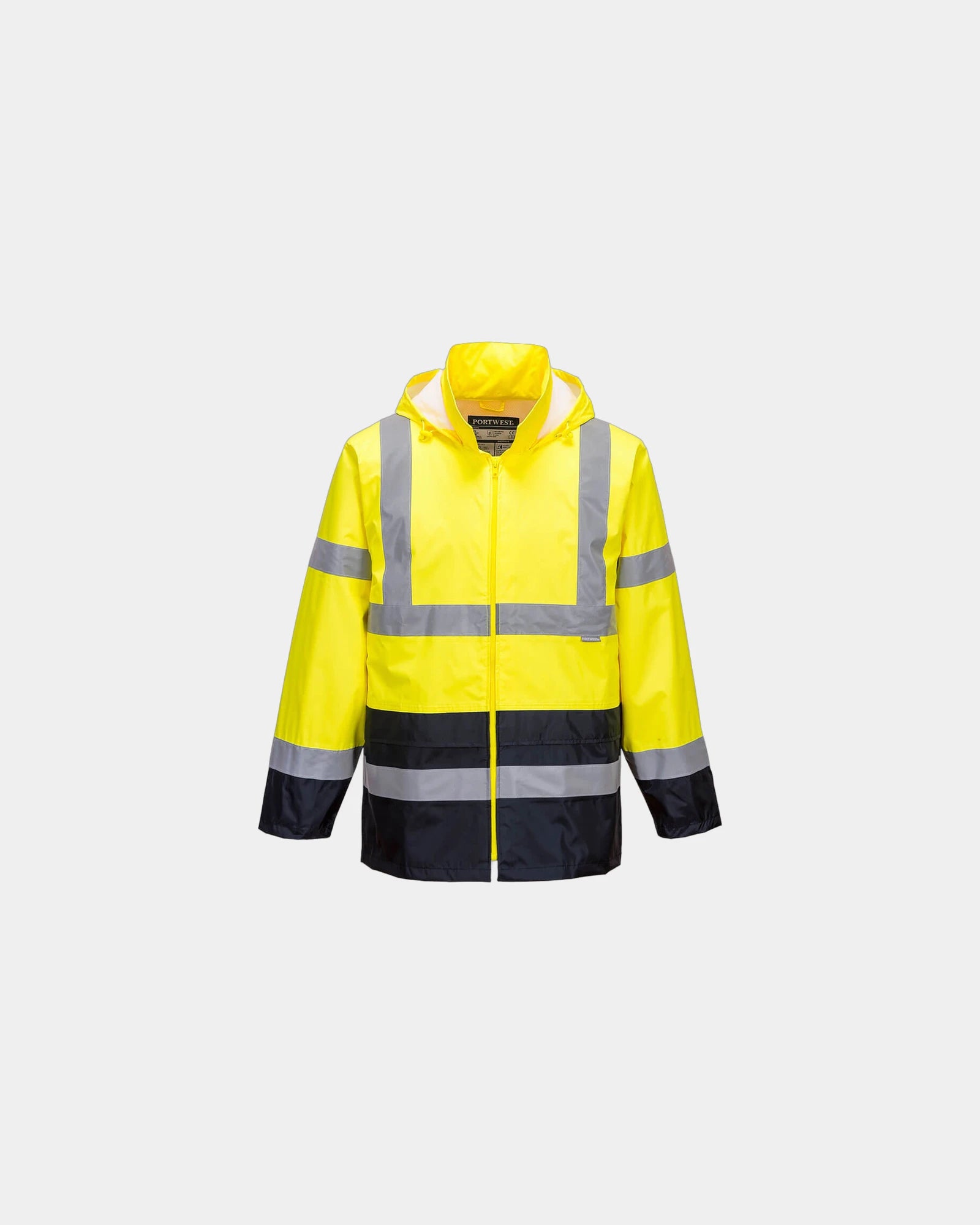 Kurtka przeciwdeszczowa Hi-Vis dwukolorowa z nadrukiem - Żółto-granatowy