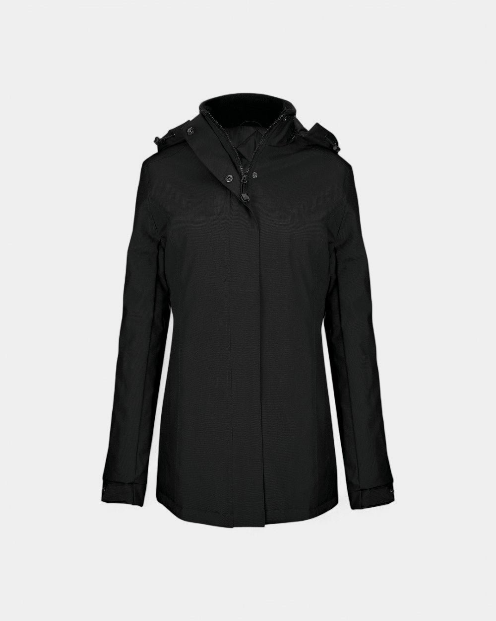 Damska parka z kapturem z logo - Czarny