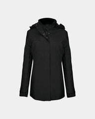 Damska parka z kapturem z logo - Czarny