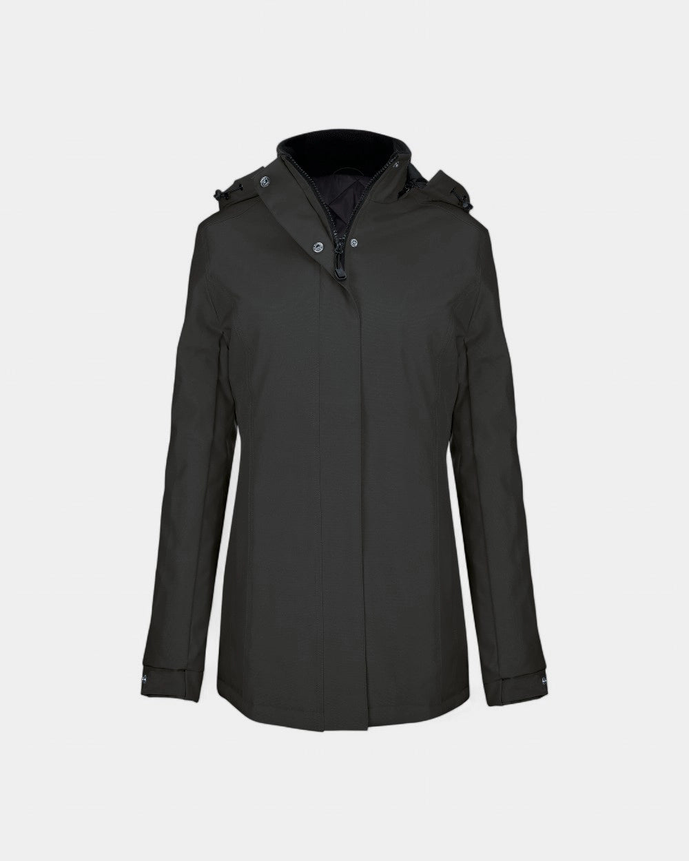 Damska parka z kapturem z logo - Ciemnoszary