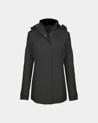 Damska parka z kapturem z logo - Ciemnoszary