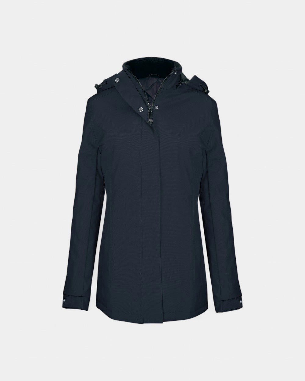Damska parka z kapturem z logo - Granatowy