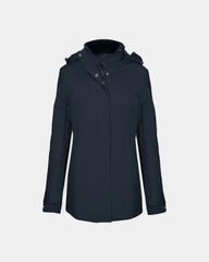 Damska parka z kapturem z logo - Granatowy
