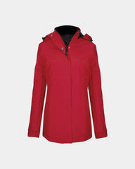 Damska parka z kapturem z logo - Czerwony