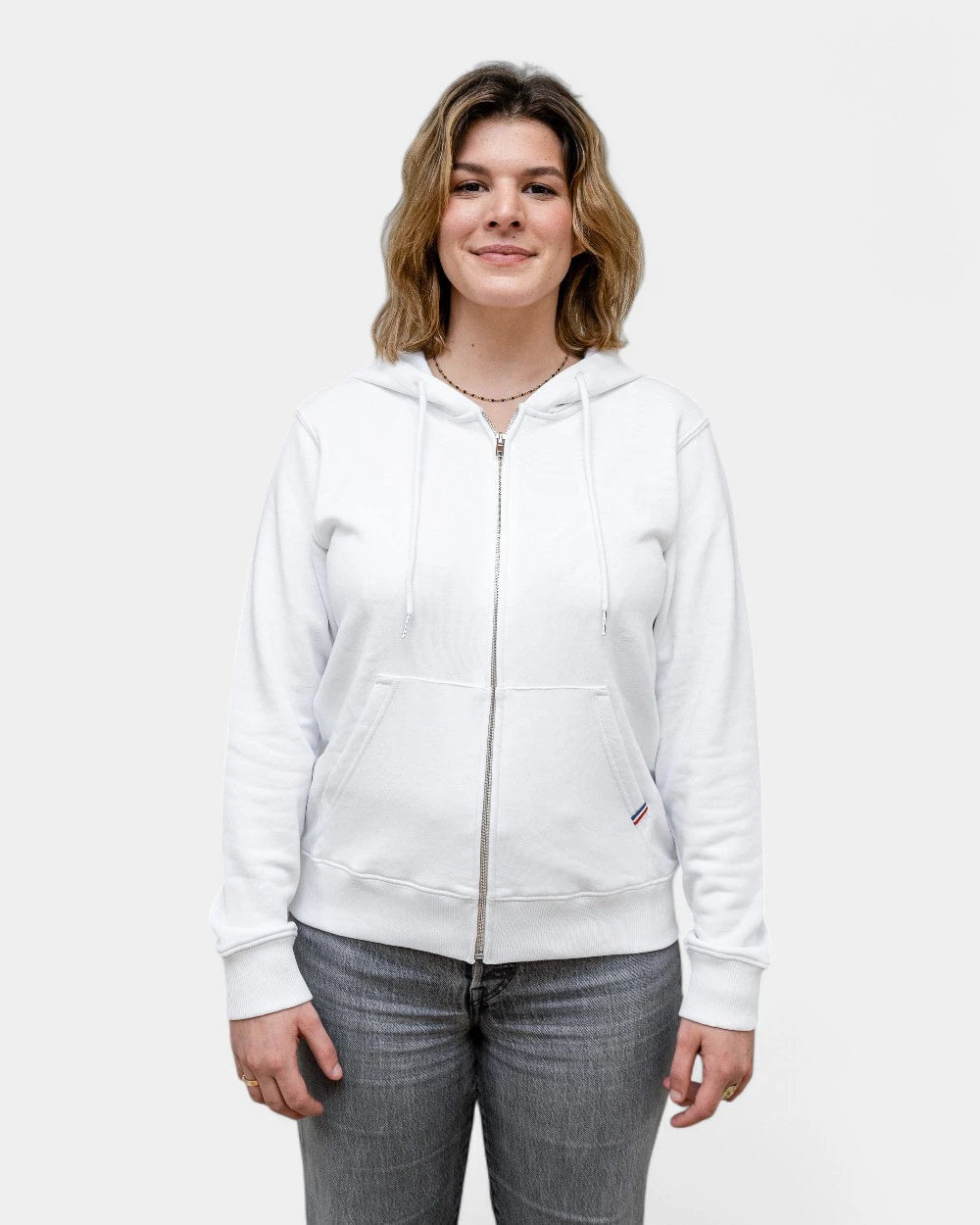 Damska bluza z kapturem na zamek Made in France z logo - 4