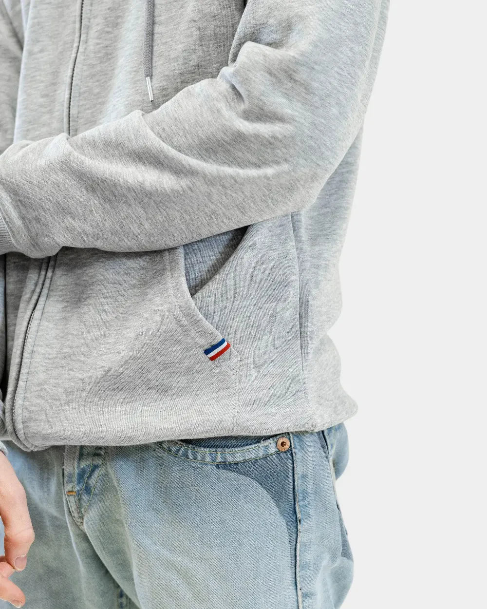Męska bluza z kapturem na zamek Made in France z logo - 13