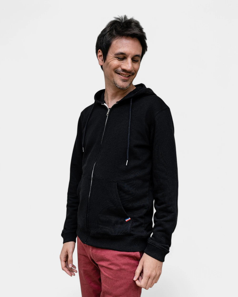 Męska bluza z kapturem na zamek Made in France z logo - 15