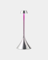 Lampka stołowa LED z ABS Lexon Steli S - Dome z nadrukiem - Metaliczny chrom