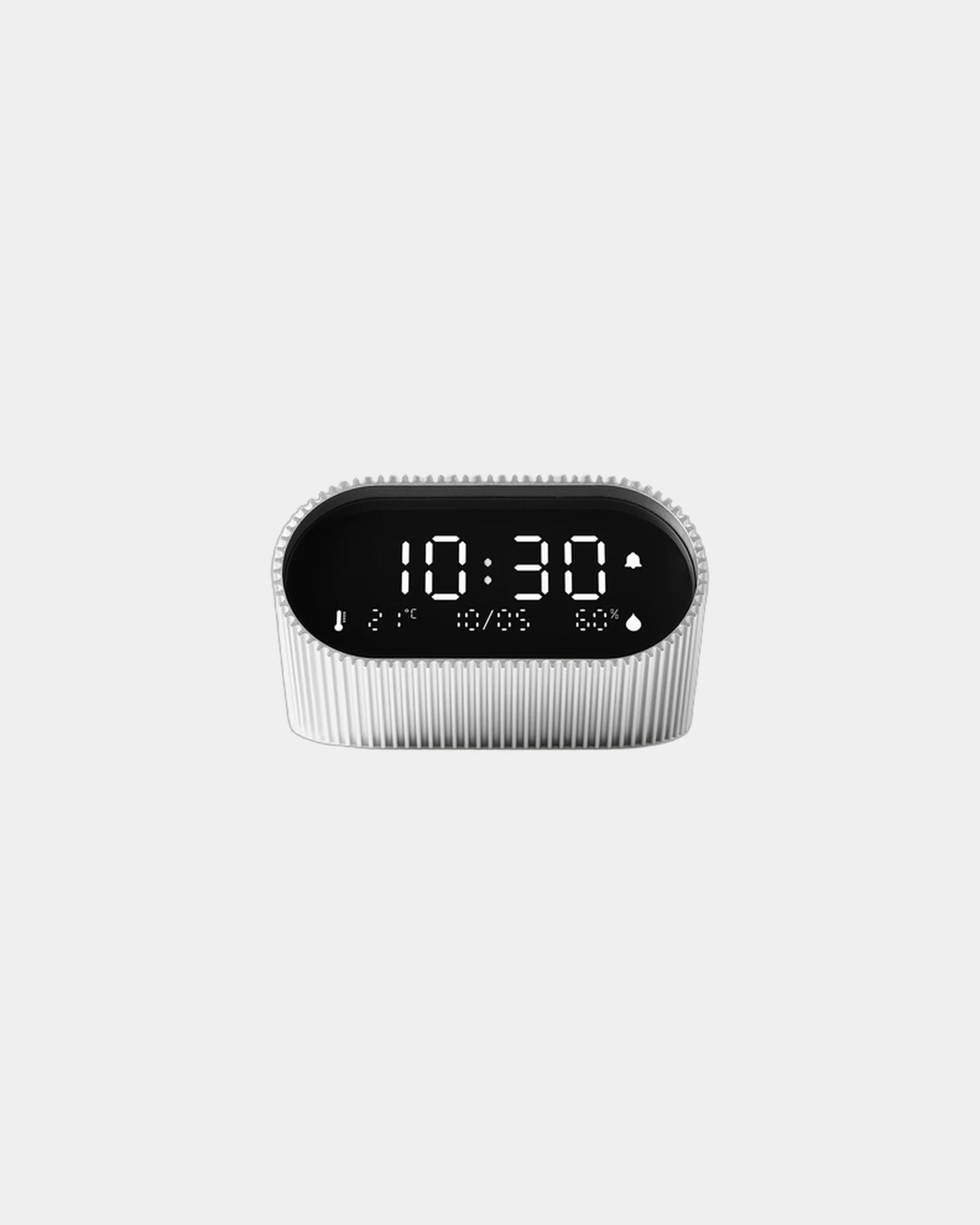 Lampa-budzik aluminiowa Lexon Ray Clock z nadrukiem - Surowe aluminium