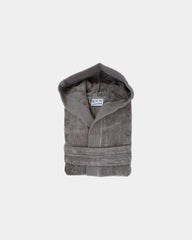 Szlafrok z kapturem z bawełny welurowej 450 g/m² z nadrukiem - Taupe
