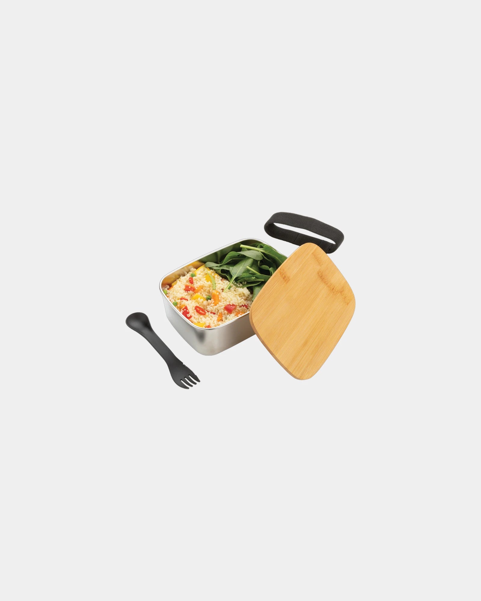 Lunchbox ze stali nierdzewnej z pokrywką z bambusa 0,9 l z nadrukiem - 1