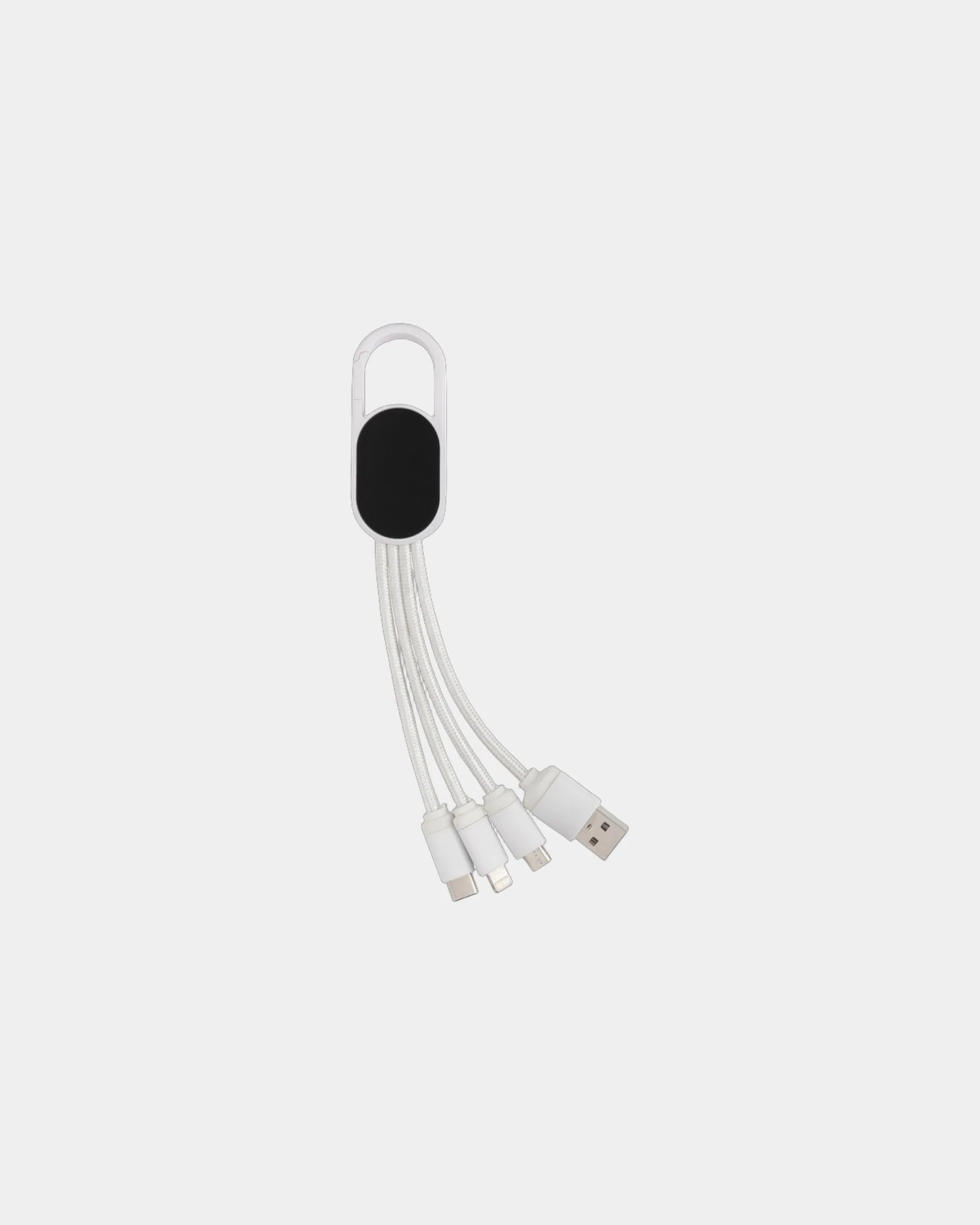 Kabel 4 w 1 ABS z karabińczykiem z nadrukiem - Biały
