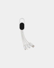 Kabel 4 w 1 ABS z karabińczykiem z nadrukiem - Biały